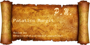 Patatics Margit névjegykártya
